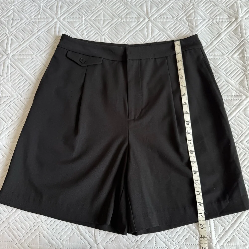 Sophie Rue High Waist Pleated Shorts Size Large In Black